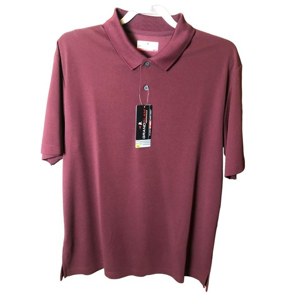 Men's Grand Slam NWT Sz L SS Polo Shirt, UPF 50, Burgandy - Picture 1 of 5